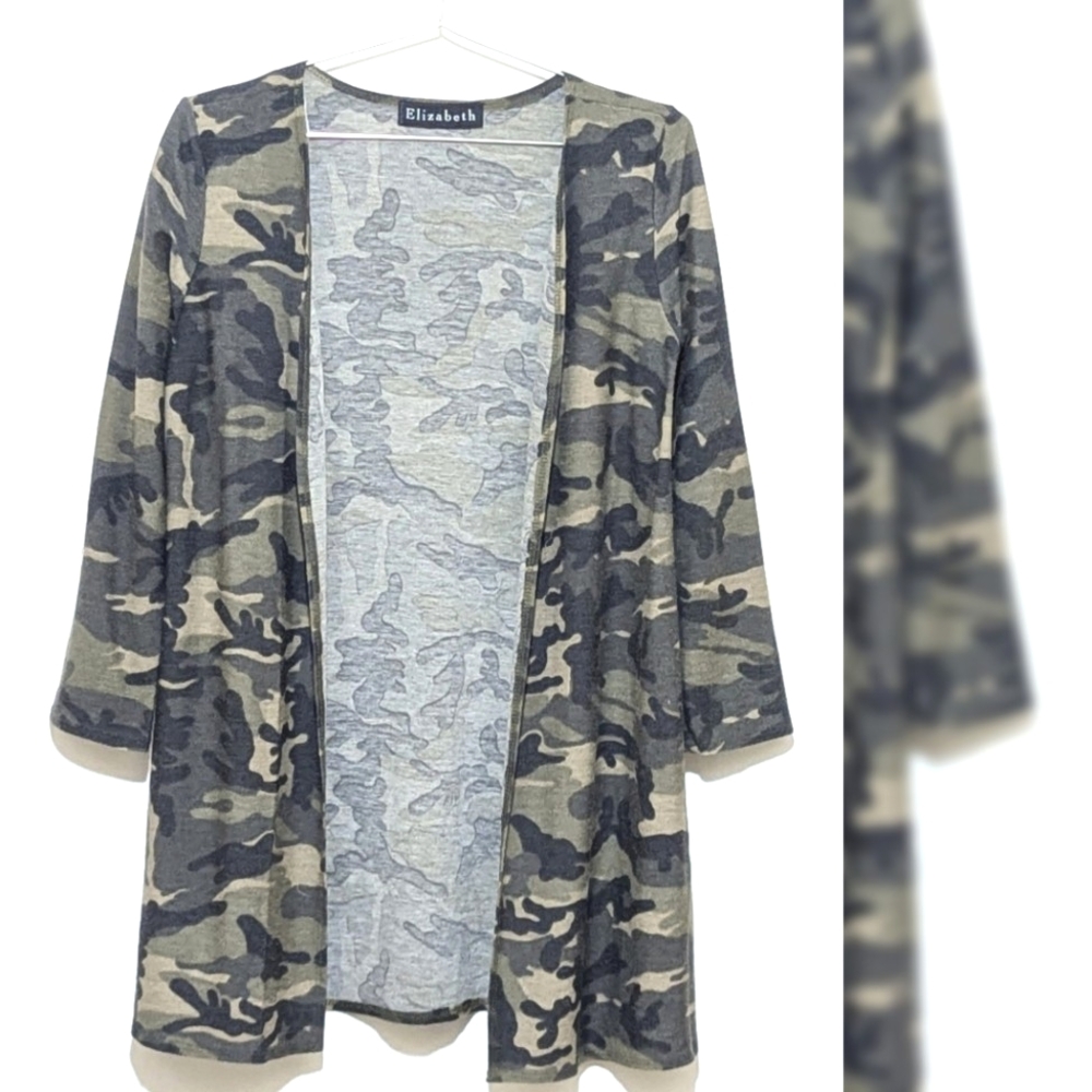Elizabeth | Camo Cardigan | Long | Duster | Casual | Streetwear | Edgy | Grunge